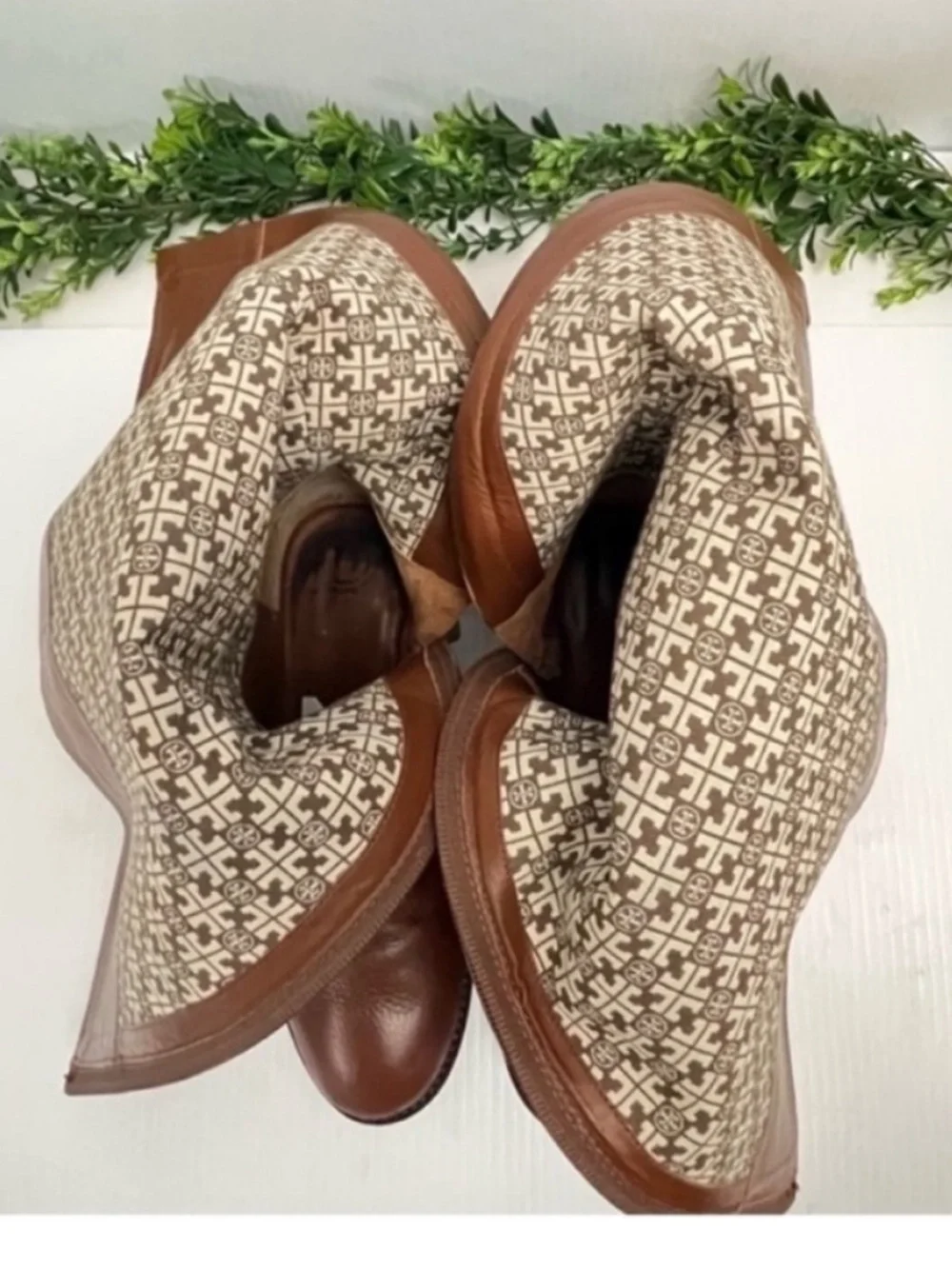 Tory Burch 'Jolie' Tall Riding Boots - Cognac Brown Leather Size 8.5